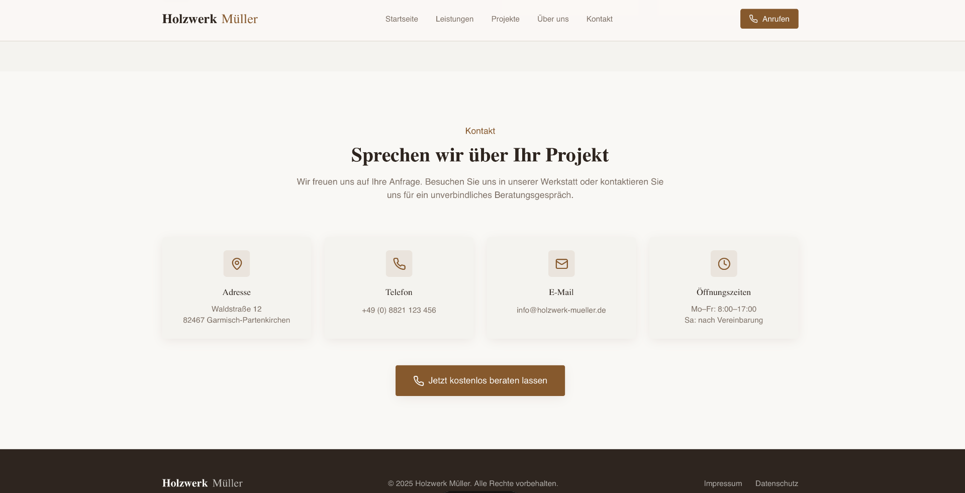 Holzwerk Müller — Kontakt